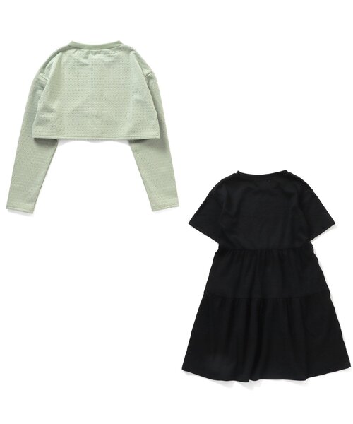 algy(アルジー)の「フラワーカーデ&ティアードワンピセット(ワンピース・キッズ・ブラック/ミント・MEDIUM/SMALL/X-SMALL/XX-SMALL)」の5枚目の写真