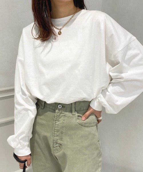 apres jour（アプレジュール）の「カラーロンT【ZOZOTOWN限定アイテム】（Tシャツ/カットソー・レディース・サックスブルー/ミント/ラベンダー/ブラック/ライトピンク/オフホワイト・X-LARGE/フリー）」の2枚目の写真