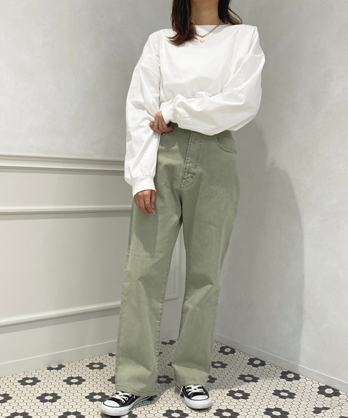 apres jour（アプレジュール）の「カラーロンT【ZOZOTOWN限定アイテム】（Tシャツ/カットソー・レディース・サックスブルー/ミント/ラベンダー/ブラック/ライトピンク/オフホワイト・X-LARGE/フリー）」の12枚目の写真