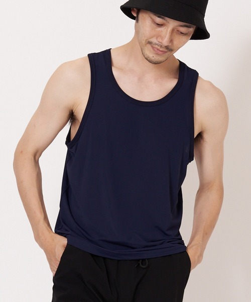 OUTDOOR PRODUCTS(アウトドアプロダクツ)の「【OUTDOOR PRODUCTS/アウトドアプロダクツ】超接触冷感 ジャガードメッシュタンクトップ(タンクトップ・メンズ・ライトグレー/ネイビー/ホワイト/ブラック・SMALL/MEDIUM/X-LARGE/LARGE)」の4枚目の写真