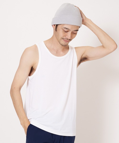 OUTDOOR PRODUCTS(アウトドアプロダクツ)の「【OUTDOOR PRODUCTS/アウトドアプロダクツ】超接触冷感 ジャガードメッシュタンクトップ(タンクトップ・メンズ・ライトグレー/ネイビー/ホワイト/ブラック・SMALL/MEDIUM/X-LARGE/LARGE)」の7枚目の写真