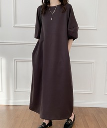 パフスリーブバックスリットロングワンピース