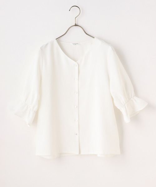 Honeys(ハニーズ)の「Vネックブラウス(シャツ/ブラウス・レディース・ホワイト/ブラック/ホワイト×ブラック/ホワイト系その他/ホワイト系その他2・LL/S/M/L)」の16枚目の写真