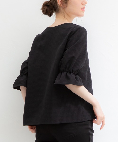 Honeys(ハニーズ)の「Vネックブラウス(シャツ/ブラウス・レディース・ホワイト/ブラック/ホワイト×ブラック/ホワイト系その他/ホワイト系その他2・LL/S/M/L)」の9枚目の写真