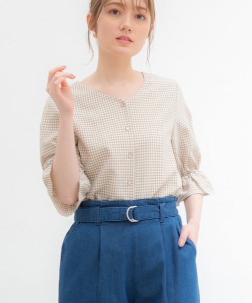 Honeys(ハニーズ)の「Vネックブラウス(シャツ/ブラウス・レディース・ホワイト/ブラック/ホワイト×ブラック/ホワイト系その他/ホワイト系その他2・LL/S/M/L)」の12枚目の写真