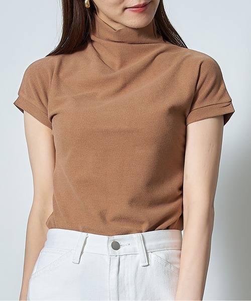 MAISON BREEZE（メゾンブリーズ）の「【MAISON BREEZE】ショートスリーブハイネックカットソー SCCH83（Tシャツ/カットソー・レディース・ホワイト/ブラック/グレー/アイボリー・4/3）」の3枚目の写真