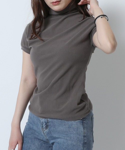 MAISON BREEZE（メゾンブリーズ）の「【MAISON BREEZE】ショートスリーブハイネックカットソー SCCH83（Tシャツ/カットソー・レディース・ホワイト/ブラック/グレー/アイボリー・4/3）」の13枚目の写真