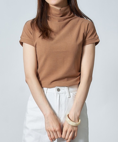 MAISON BREEZE（メゾンブリーズ）の「【MAISON BREEZE】ショートスリーブハイネックカットソー SCCH83（Tシャツ/カットソー・レディース・ホワイト/ブラック/グレー/アイボリー・4/3）」の15枚目の写真