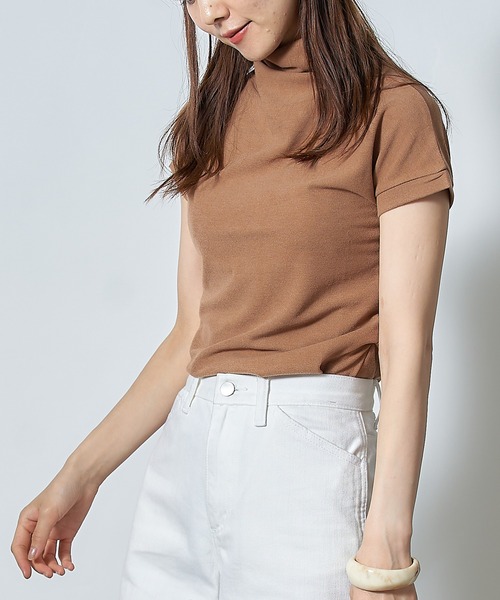 MAISON BREEZE（メゾンブリーズ）の「【MAISON BREEZE】ショートスリーブハイネックカットソー SCCH83（Tシャツ/カットソー・レディース・ホワイト/ブラック/グレー/アイボリー・4/3）」の16枚目の写真