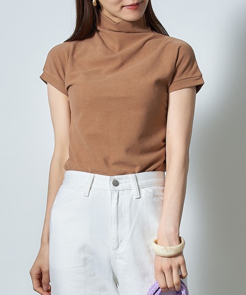 MAISON BREEZE（メゾンブリーズ）の「【MAISON BREEZE】ショートスリーブハイネックカットソー SCCH83（Tシャツ/カットソー・レディース・ホワイト/ブラック/グレー/アイボリー・4/3）」の20枚目の写真