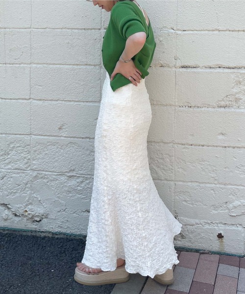 archives（アルシーヴ）の「クラッシュジャガードタイトマーメイドスカート（スカート・レディース・ブラック/イエロー/ブルー/アイボリー・MEDIUM）」の19枚目の写真