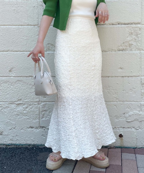 archives（アルシーヴ）の「クラッシュジャガードタイトマーメイドスカート（スカート・レディース・ブラック/イエロー/ブルー/アイボリー・MEDIUM）」の14枚目の写真