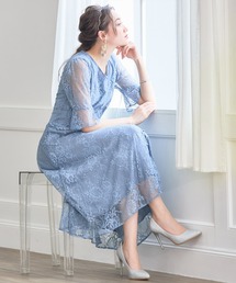 ドレス ワンピース ロングガウン レース 結婚式 パーティードレス
