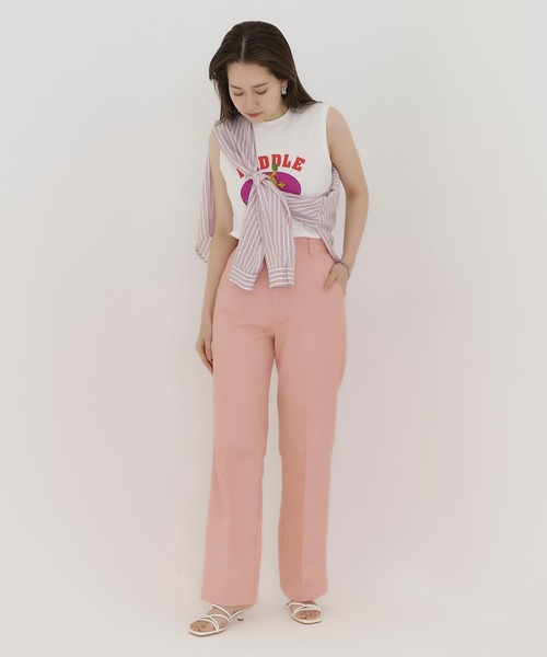 TINA：JOJUN（ティーナジョジュン）の「ハイウエスト カラーチノパンツ TINA：JOJUN（チノパンツ・レディース・ピンク/グリーン/テラコッタ・XS/S/M）」の6枚目の写真