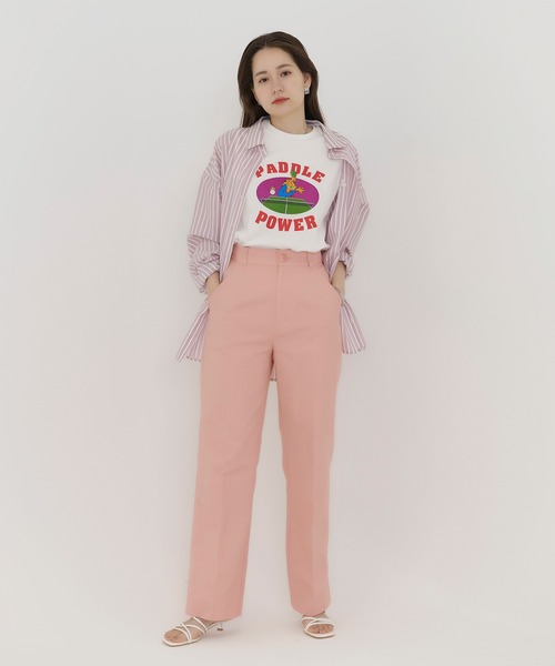 TINA：JOJUN（ティーナジョジュン）の「ハイウエスト カラーチノパンツ TINA：JOJUN（チノパンツ・レディース・ピンク/グリーン/テラコッタ・XS/S/M）」の9枚目の写真