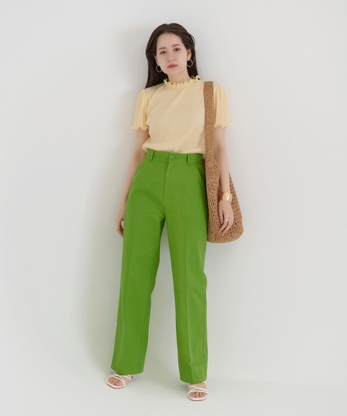 TINA：JOJUN（ティーナジョジュン）の「ハイウエスト カラーチノパンツ TINA：JOJUN（チノパンツ・レディース・ピンク/グリーン/テラコッタ・XS/S/M）」の5枚目の写真