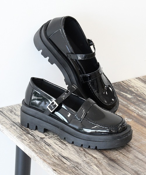 NOFALL(ノーフォール)の「厚底ワンストラップローファー(ローファー・レディース・ブラック系その他/ブラック・LL/M/3L/L/S)」の1枚目の写真