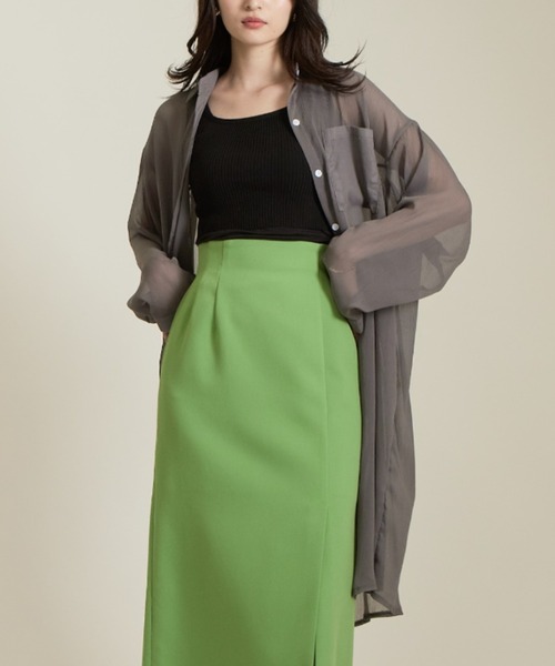 solleim（ソルレム）の「シアービックシルエットロングシャツ（シャツ/ブラウス・レディース・ブラウン/グリーン/オフホワイト/グレー・M）」の2枚目の写真
