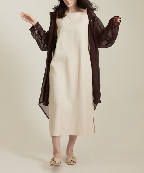 solleim（ソルレム）の「シアービックシルエットロングシャツ（シャツ/ブラウス・レディース・ブラウン/グリーン/オフホワイト/グレー・M）」の5枚目の写真