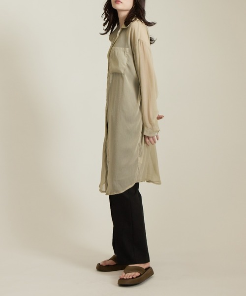 solleim（ソルレム）の「シアービックシルエットロングシャツ（シャツ/ブラウス・レディース・ブラウン/グリーン/オフホワイト/グレー・M）」の9枚目の写真