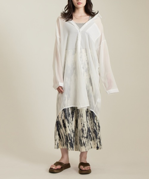 solleim（ソルレム）の「シアービックシルエットロングシャツ（シャツ/ブラウス・レディース・ブラウン/グリーン/オフホワイト/グレー・M）」の18枚目の写真