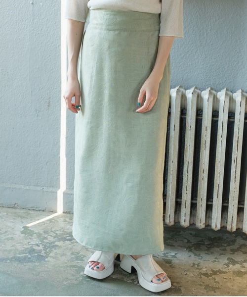 Kastane（カスタネ）の「【サイズ展開あり】リバーシブルジャガードIラインスカート（スカート・レディース・グリーン/アイボリー/ブラック・1/0）」の3枚目の写真