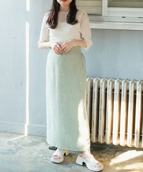 Kastane（カスタネ）の「【サイズ展開あり】リバーシブルジャガードIラインスカート（スカート・レディース・グリーン/アイボリー/ブラック・1/0）」の8枚目の写真