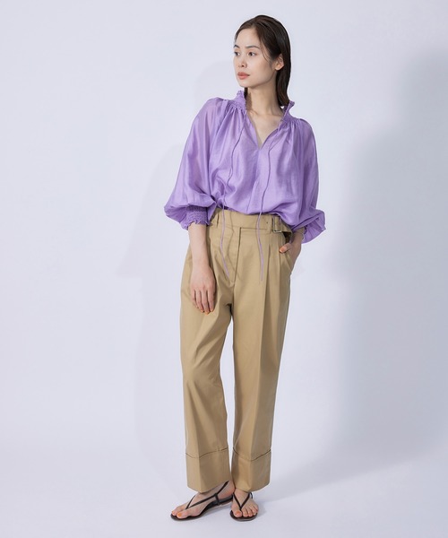 ROPE'（ロペ）の「前後2WAYシャーリングカラーブラウス（シャツ/ブラウス・レディース・ブラック/ダークブラウン/パープル/ベージュ・38）」の19枚目の写真