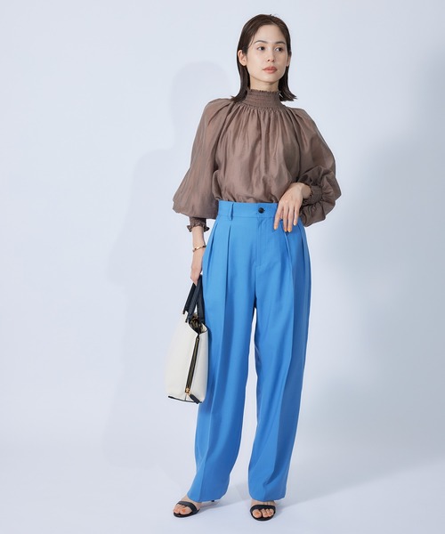 ROPE'（ロペ）の「前後2WAYシャーリングカラーブラウス（シャツ/ブラウス・レディース・ブラック/ダークブラウン/パープル/ベージュ・38）」の13枚目の写真