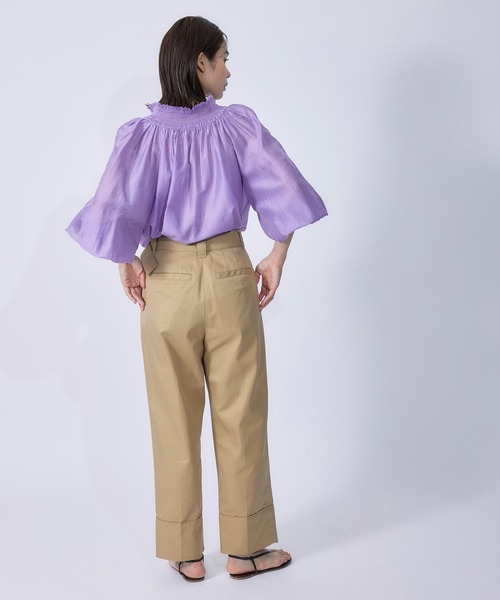 ROPE'（ロペ）の「前後2WAYシャーリングカラーブラウス（シャツ/ブラウス・レディース・ブラック/ダークブラウン/パープル/ベージュ・38）」の18枚目の写真