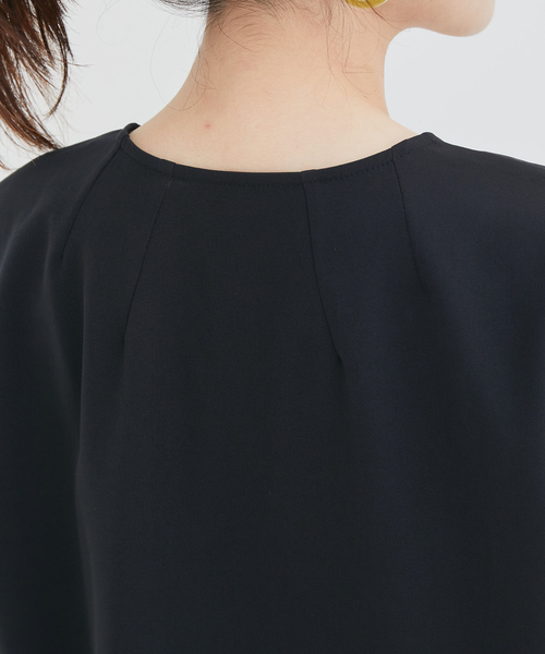 【EASYCARE・UVケア】【セットアップ対応】キーネックフレンチスリーブチュニック