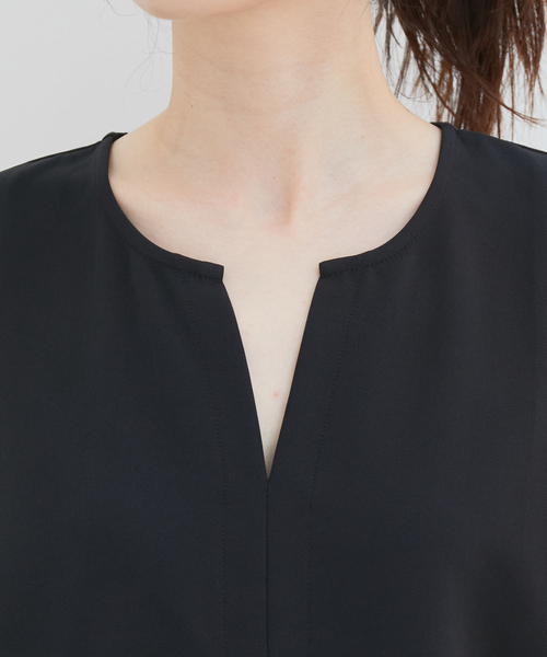 【EASYCARE・UVケア】【セットアップ対応】キーネックフレンチスリーブチュニック