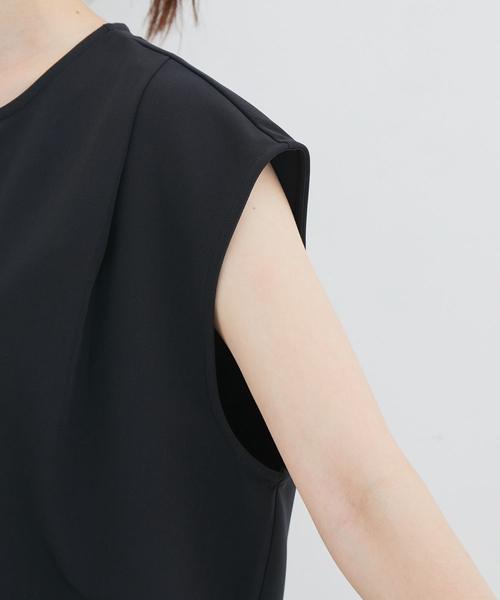 【EASYCARE・UVケア】【セットアップ対応】キーネックフレンチスリーブチュニック