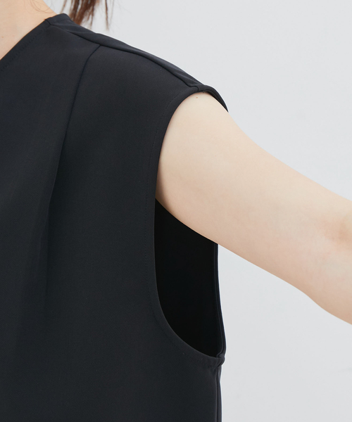 【EASYCARE・UVケア】【セットアップ対応】キーネックフレンチスリーブチュニック