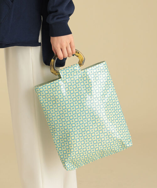 Ray BEAMS(レイビームス)の「Casselini × Ray BEAMS / 別注 テキスタイル バッグ(トートバッグ・レディース・ミント/ブラック・ONE SIZE)」の3枚目の写真