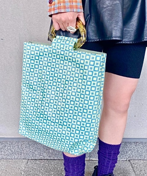 Ray BEAMS(レイビームス)の「Casselini × Ray BEAMS / 別注 テキスタイル バッグ(トートバッグ・レディース・ミント/ブラック・ONE SIZE)」の16枚目の写真