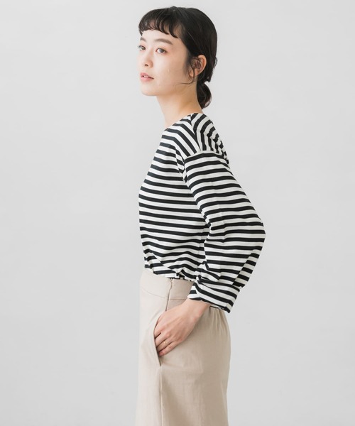 かぐれ（カグレ）の「ボーダーロングカットソー（Tシャツ/カットソー・レディース・ブラック/ネイビー・FREE）」の4枚目の写真