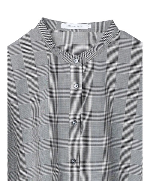 AMERICAN HOLIC（アメリカンホリック）の「イージーケアバンドカラー袖ボリュームブラウス（シャツ/ブラウス・レディース・ブラック/ライトグリーン/アイボリー/その他9・M/L）」の9枚目の写真