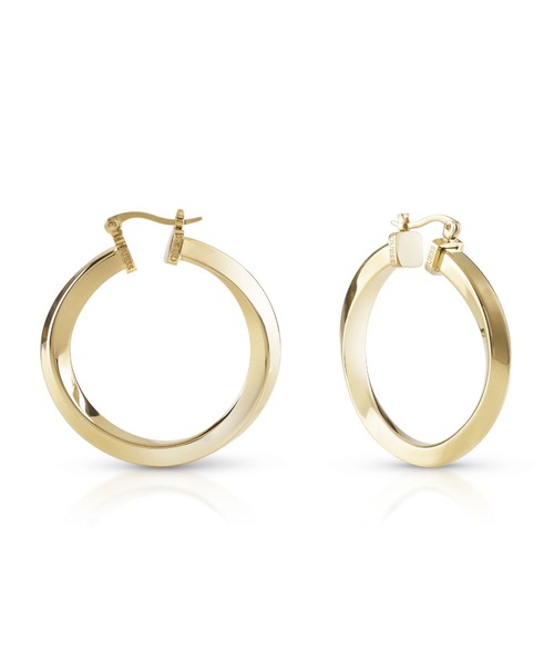 Guess（ゲス）の「HOOPS DON'T LIE 40mm Plain Twisted Hoops Pierce（ピアス（両耳用）・レディース・シルバー/ゴールド・ONE SIZE）」の3枚目の写真