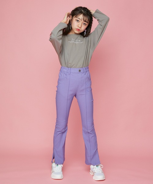 JENNI love（ジェニィラブ）の「ラウンドヘムスリットロング丈ロンT（Tシャツ/カットソー・キッズ・オフホワイト/グレー/ミント・130cm/150cm/140cm/160cm）」の7枚目の写真