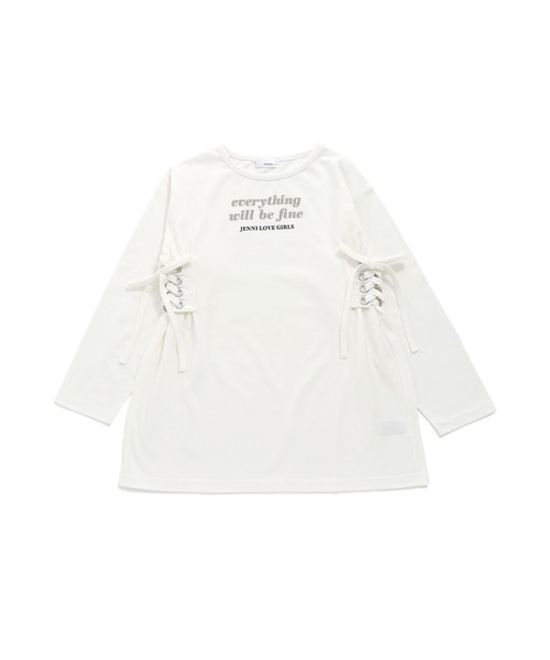 JENNI love（ジェニィラブ）の「ラウンドヘムスリットロング丈ロンT（Tシャツ/カットソー・キッズ・オフホワイト/グレー/ミント・130cm/150cm/140cm/160cm）」の16枚目の写真