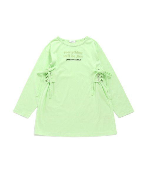 JENNI love（ジェニィラブ）の「ラウンドヘムスリットロング丈ロンT（Tシャツ/カットソー・キッズ・オフホワイト/グレー/ミント・130cm/150cm/140cm/160cm）」の8枚目の写真