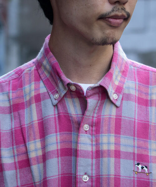 GLOSTER（グロスター）の「【GLOSTER ROAD/グロスターロード】フレンチブルドッグ ボタンダウン ネルチェックシャツ（シャツ/ブラウス・メンズ・ブラック系その他/グリーン系その他/ブルー系その他/レッド系その他・M/L/XL）」の11枚目の写真