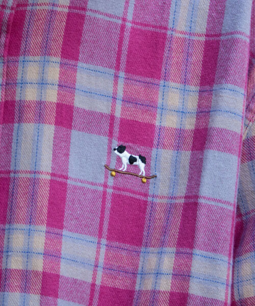 GLOSTER（グロスター）の「【GLOSTER ROAD/グロスターロード】フレンチブルドッグ ボタンダウン ネルチェックシャツ（シャツ/ブラウス・メンズ・ブラック系その他/グリーン系その他/ブルー系その他/レッド系その他・M/L/XL）」の5枚目の写真