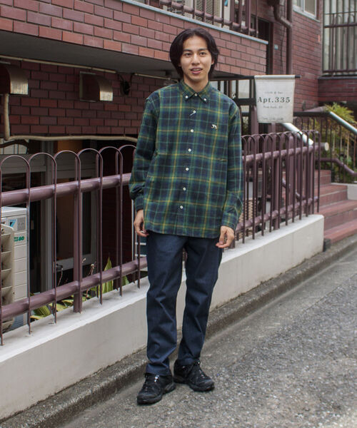 GLOSTER（グロスター）の「【GLOSTER ROAD/グロスターロード】フレンチブルドッグ ボタンダウン ネルチェックシャツ（シャツ/ブラウス・メンズ・ブラック系その他/グリーン系その他/ブルー系その他/レッド系その他・M/L/XL）」の7枚目の写真