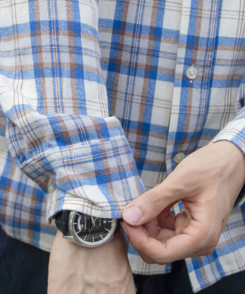 GLOSTER（グロスター）の「【GLOSTER ROAD/グロスターロード】フレンチブルドッグ ボタンダウン ネルチェックシャツ（シャツ/ブラウス・メンズ・ブラック系その他/グリーン系その他/ブルー系その他/レッド系その他・M/L/XL）」の14枚目の写真