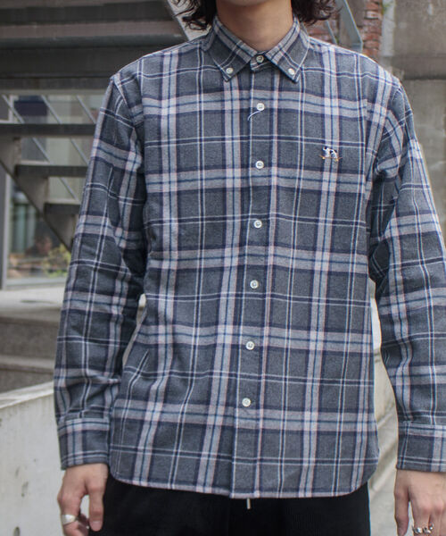 GLOSTER（グロスター）の「【GLOSTER ROAD/グロスターロード】フレンチブルドッグ ボタンダウン ネルチェックシャツ（シャツ/ブラウス・メンズ・ブラック系その他/グリーン系その他/ブルー系その他/レッド系その他・M/L/XL）」の15枚目の写真