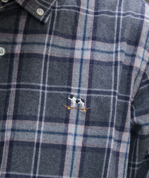 GLOSTER（グロスター）の「【GLOSTER ROAD/グロスターロード】フレンチブルドッグ ボタンダウン ネルチェックシャツ（シャツ/ブラウス・メンズ・ブラック系その他/グリーン系その他/ブルー系その他/レッド系その他・M/L/XL）」の9枚目の写真