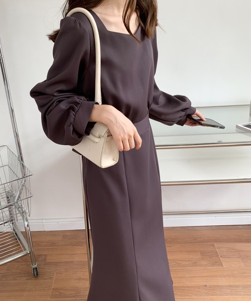 ECLIN（エクラン）の「バックリボンマーメイドロングワンピース（ワンピース・レディース・ブラック/ダークブラウン/ベージュ・FREE）」の11枚目の写真