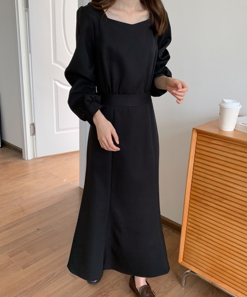 ECLIN（エクラン）の「バックリボンマーメイドロングワンピース（ワンピース・レディース・ブラック/ダークブラウン/ベージュ・FREE）」の5枚目の写真